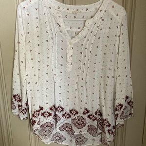 White and Maroon Blouse
